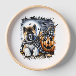 Akita Dog Halloween Square Clock