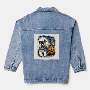 Akita Dog Halloween Square Denim Jacket