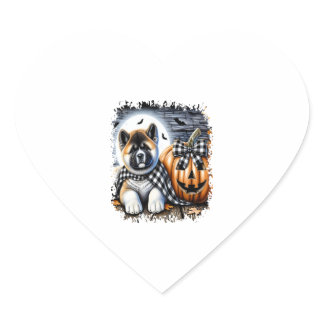 Akita Dog Halloween Square Heart Sticker