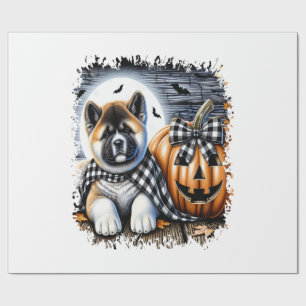 Akita Dog Halloween Square Wrapping Paper