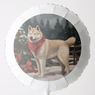 Akita Dog in Snow Christmas Balloon