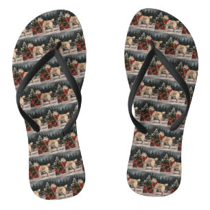 Akita Dog in Snow Christmas Flip Flops
