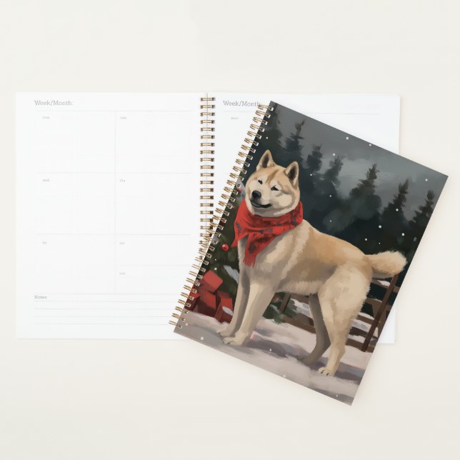 Akita Dog in Snow Christmas Planner (Display)