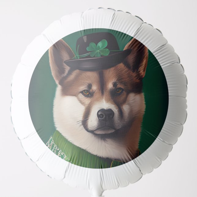 akita dog in St. Patrick's Day Dress Balloon (Front)