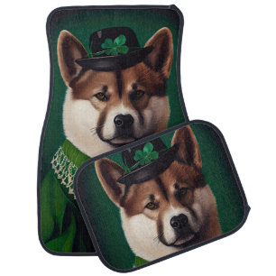 akita dog in St. Patrick's Day Dress Car Floor Mat