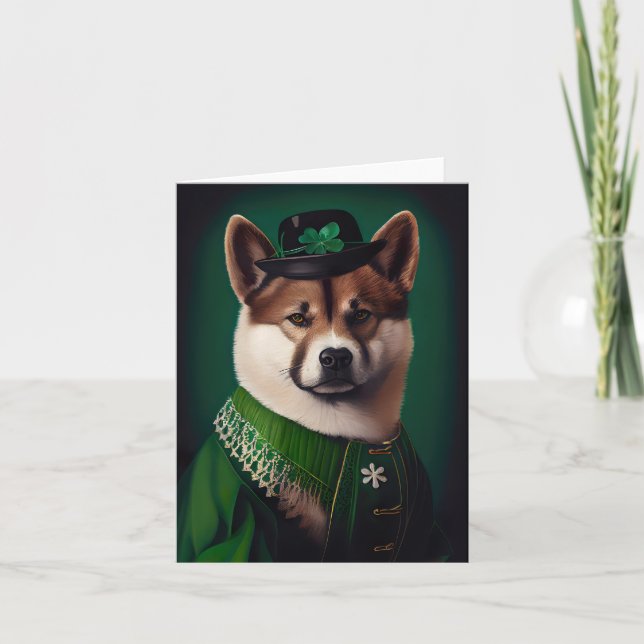 akita dog in St. Patrick's Day Dress Card (Front)