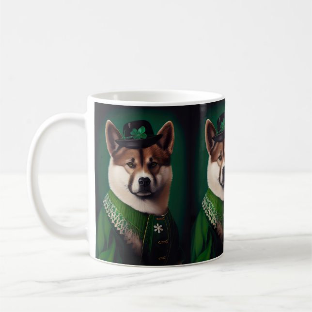 akita dog in St. Patrick's Day Dress Coffee Mug (Left)