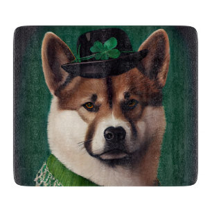 akita dog in St. Patrick's Day Dress Cutting Board