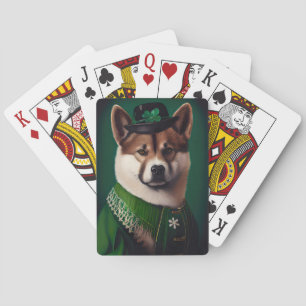akita dog in St. Patrick's Day Dress Poker Cards