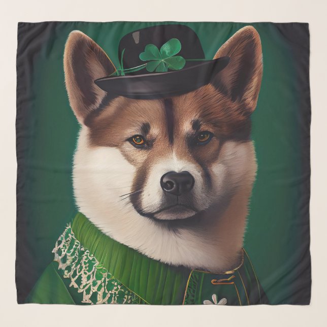 akita dog in St. Patrick's Day Dress Scarf (Front)