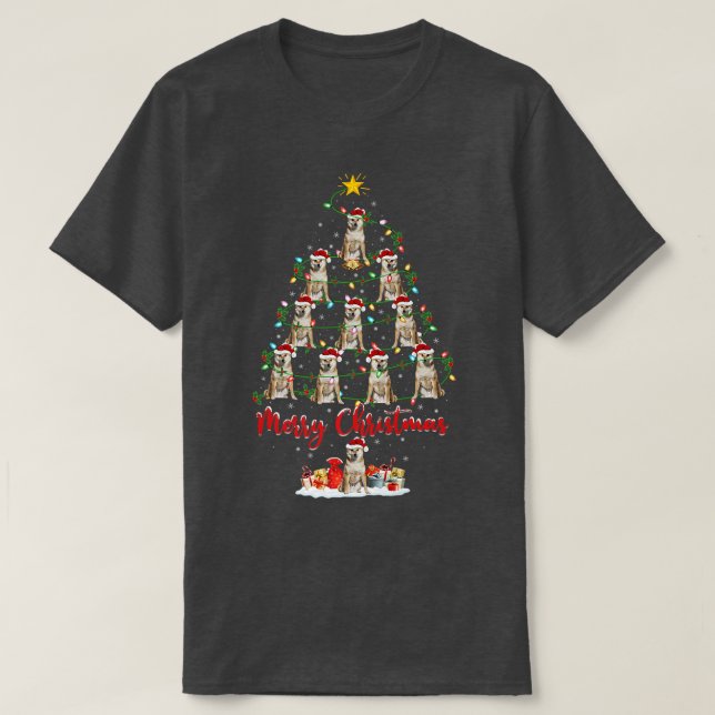 Akita Dog Lover Matching Santa Akita Christmas Tre T-Shirt (Design Front)