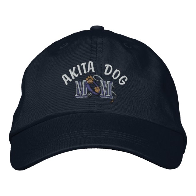 Akita Dog MOM Embroidered Baseball Hat (Front)