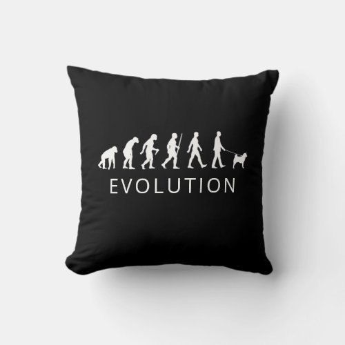 Akita dog owner evolution throw pillow