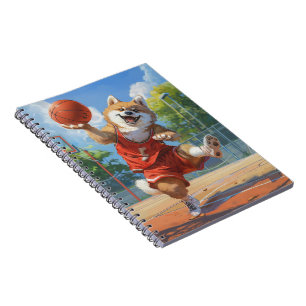 Akita Dog Playing Basketball Notebook