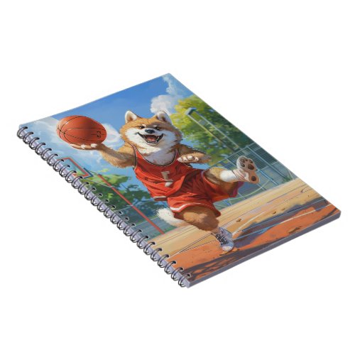 Akita Dog Playing Basketball Notebook