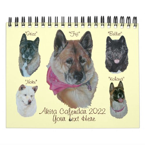 akita dog portrait art japanese american 2022  calendar