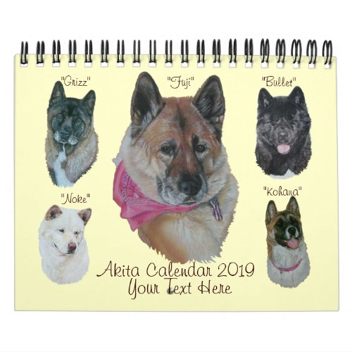 akita dog portrait art japanese american art 2019 calendar