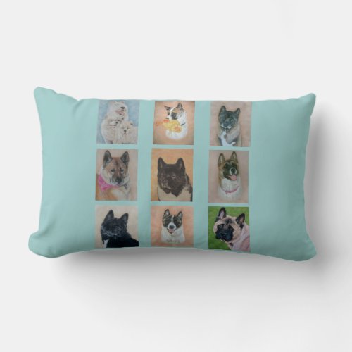 akita dog portraits original realist art paintings lumbar pillow