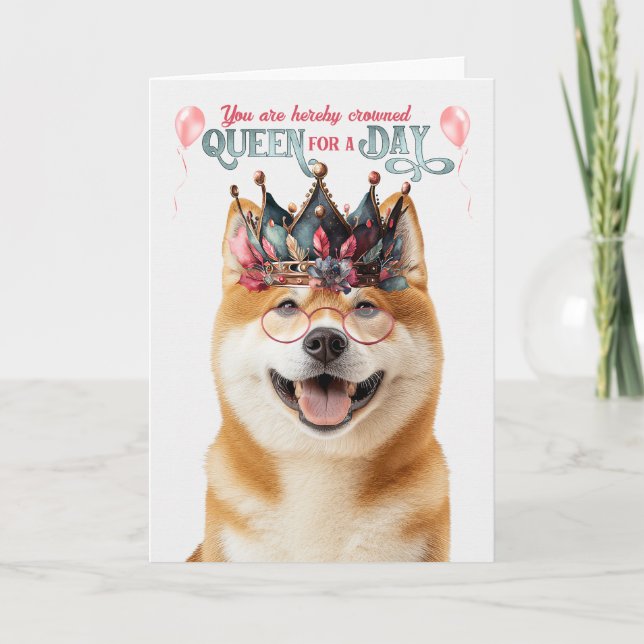 Akita Dog Queen for Day Funny Birthday Card (Front)