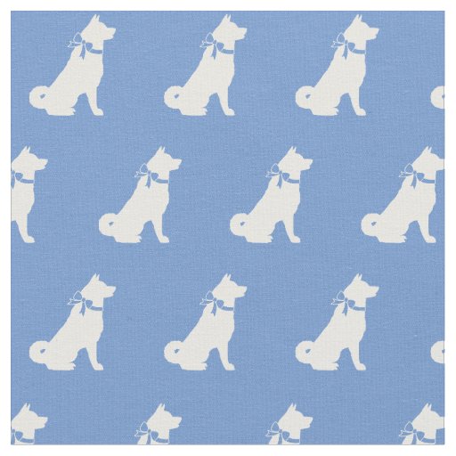 Akita Dog Silhouette Pet Light Blue Fabric