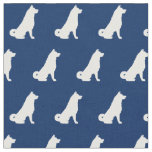 Akita Dog Silhouette Pet Navy Blue Fabric