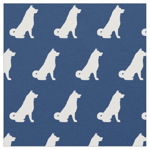 Akita Dog Silhouette Pet Navy Blue Fabric