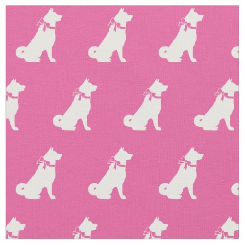 Akita Dog Silhouette Pet Pink Fabric