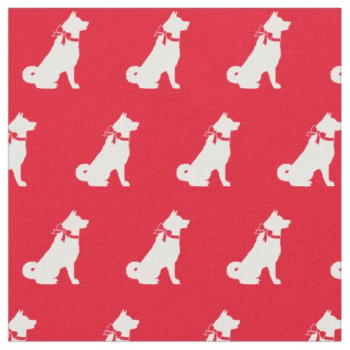 Akita Dog Silhouette Pet Red Fabric