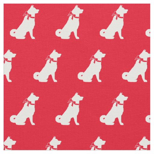 Akita Dog Silhouette Pet Red Fabric