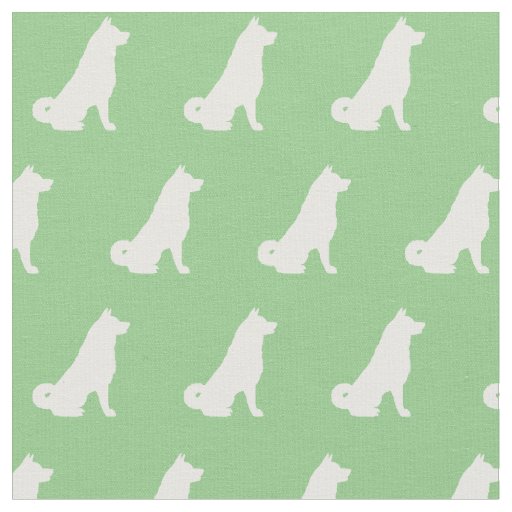 Akita Dog Silhouette Pet Sage Green Fabric