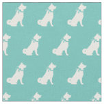 Akita Dog Silhouette Pet Teal Fabric