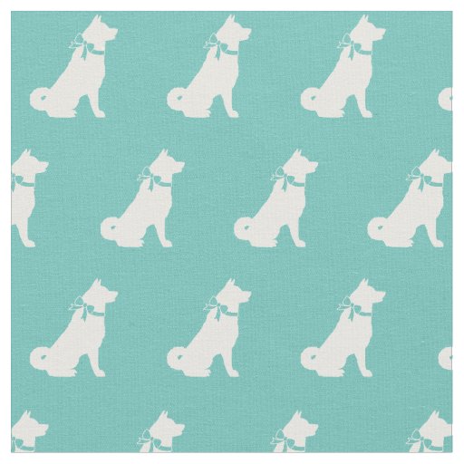 Akita Dog Silhouette Pet Teal Fabric