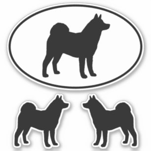 Akita Dog Silhouette Vinyl Sticker Set