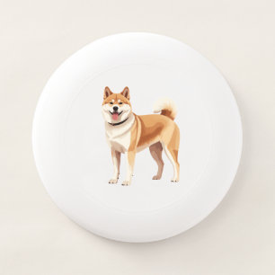 Akita Dog Silhouette with Japanese-Inspired Wham-O Frisbee