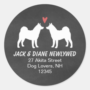 Akita Dog Silhouettes Return Address Classic Round Sticker