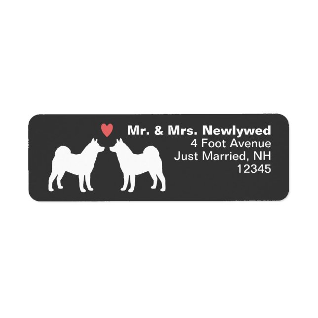 Akita Dog Silhouettes with Heart Return Address Label (Front)
