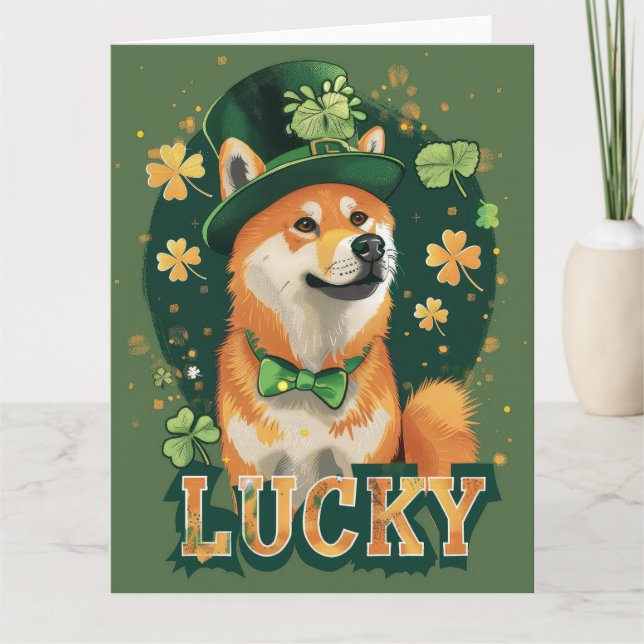 Akita Dog St. Patrick's Day Card (Front)