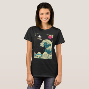 Akita Dog Surfing on a Kanagawa Wave Japanese  T-Shirt