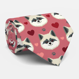 Akita Dog Valentine Hearts Pattern Cute Love Neck Tie
