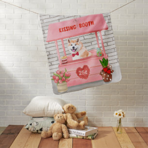 Akita Dog Valentine's Day Kissing Booth Baby Blanket