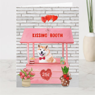 Akita Dog Valentine's Day Kissing Booth Card