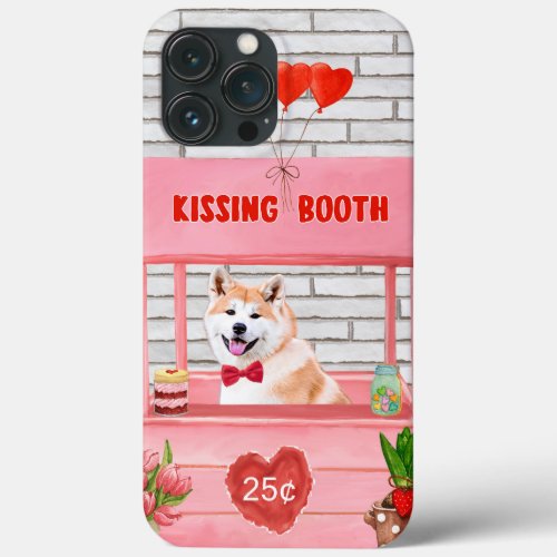 Akita Dog Valentines Day Kissing Booth iPhone 13 Pro Max Case