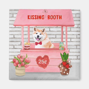 Akita Dog Valentine's Day Kissing Booth  Magnet