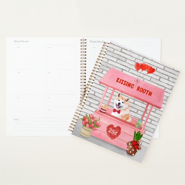 Akita Dog Valentine's Day Kissing Booth Planner (Display)
