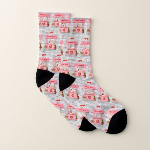 Akita Dog Valentines Day Kissing Booth Socks