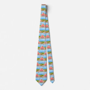 Akita Dog Valentine's Day Truck Hearts  Neck Tie