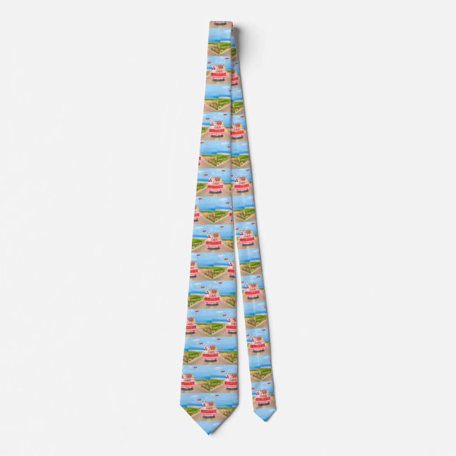 Akita Dog Valentine's Day Truck Hearts  Neck Tie (Front)