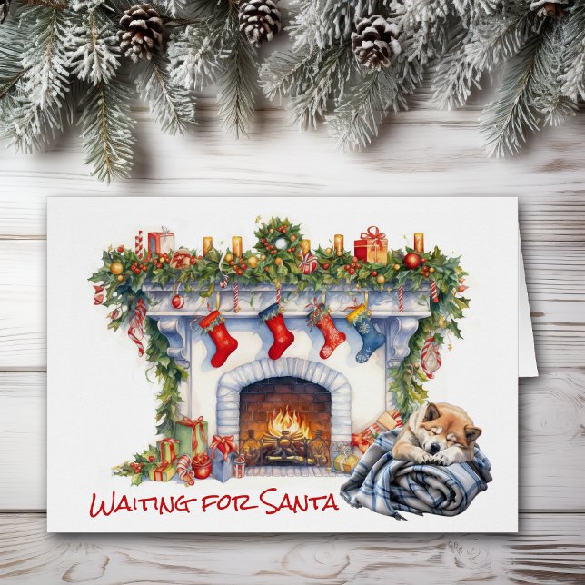 Akita Dog Wait for Santa Cards (Creator Uploaded)