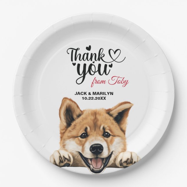 Akita Dog Wedding Reception Paper Plates (Front)
