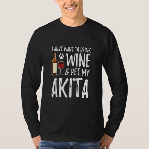 Akita Dog Wine Funny Dog Mom Raglan  T_Shirt
